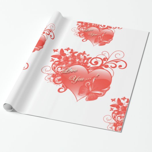 IK HOOP VAN JE IN RODE HART CADEAUPAPIER (Uitgerold)