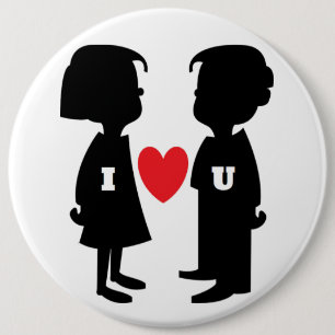 "IK HOOP VAN JE" JA EN MEISJE RONDE BUTTON 6,0 CM