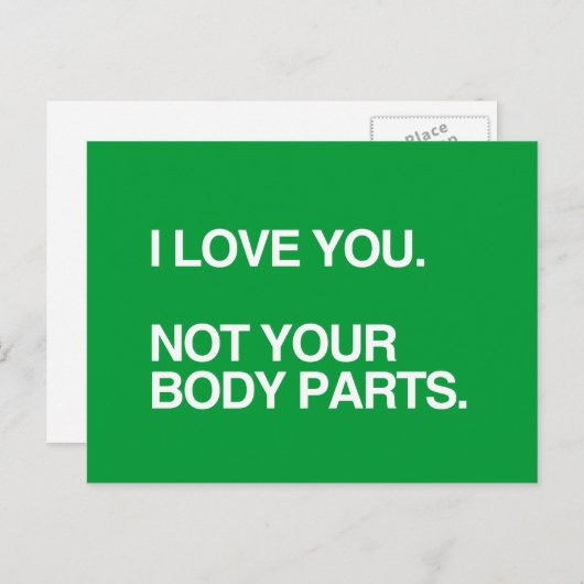 IK HOOP VAN JE NIET VAN JE LICHAAMDELEN BRIEFKAART (Voorkant / Achterkant)