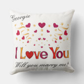IK HOOP VAN JE 'Red Heart Gold Ribbon'-huwelijksvo Kussen (Achterkant)