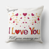 IK HOOP VAN JE 'Red Heart Gold Ribbon'-huwelijksvo Kussen (Voorkant)