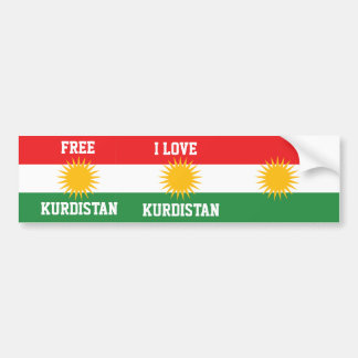 IK HOOP VAN KURDISTAN EN VRIJE KURDISTAN FLAG BUMPERSTICKER