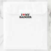 IK HOOP VAN MIJN BADGER VIERKANTE STICKER (Tas)