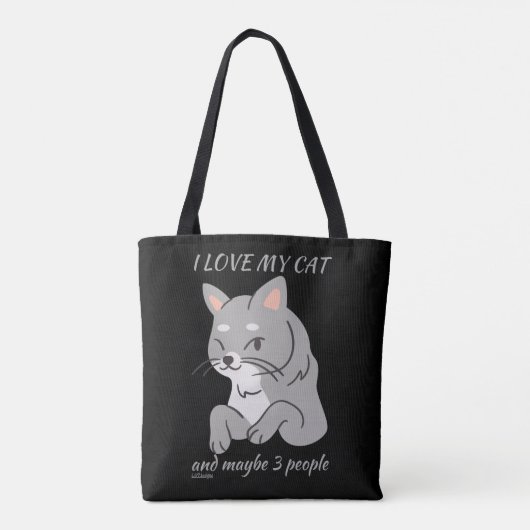 IK HOOP VAN MIJN KAT EN MISSCHIEN 3 MENSEN schatti Tote Bag (Achterkant)