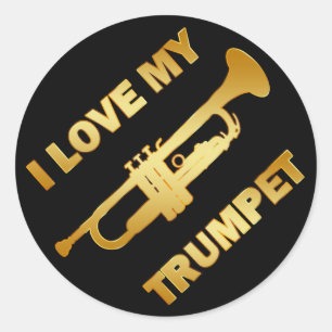 IK HOOP VAN MIJN TRUMPET RONDE STICKER