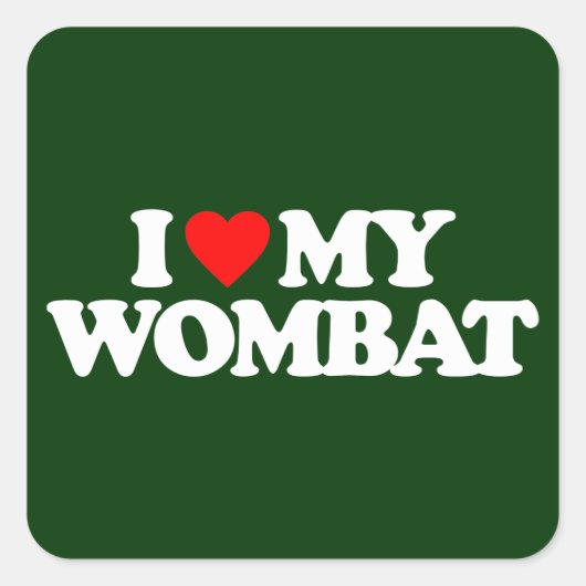 IK HOOP VAN MIJN WOMBAT VIERKANTE STICKER (Voorkant)