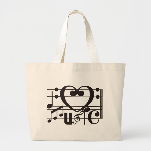 IK HOOP VAN MUZIEK GROTE TOTE BAG (Voorkant)