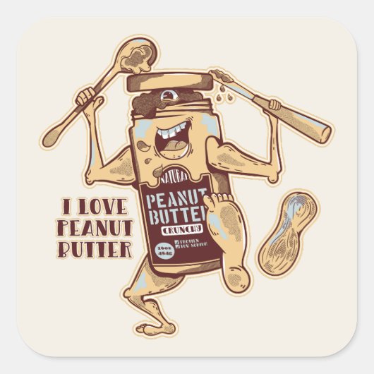 IK HOOP VAN PEANUT BUTTER VIERKANTE STICKER (Voorkant)