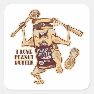 IK HOOP VAN PEANUT BUTTER VIERKANTE STICKER