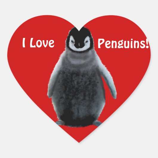 IK HOOP VAN PENGUINES Cute Heart Stickers (Voorkant)
