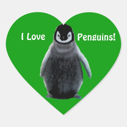 IK HOOP VAN PENGUINES Cute Heart Stickers (Voorkant)