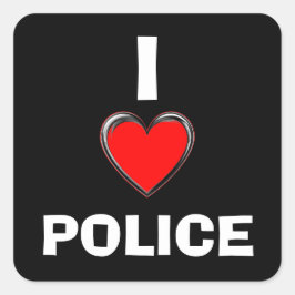 IK HOOP VAN POLITIE "HART ART" VIERKANTE STICKER