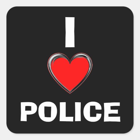 IK HOOP VAN POLITIE "HART ART" VIERKANTE STICKER (Voorkant)