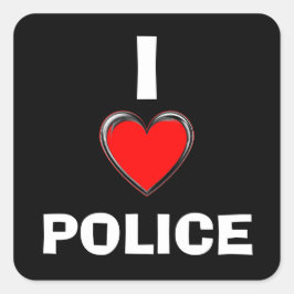 IK HOOP VAN POLITIE "HART ART" VIERKANTE STICKER