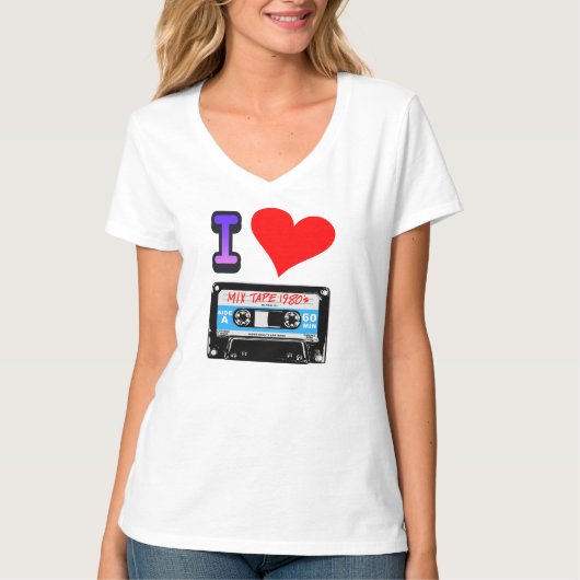 IK HOOP VAN RETRO CASSETTE MIX TAPES T-SHIRT (Voorkant)