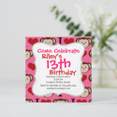 Ik hoor apen roze ik hou van apen kaart (Staand voorkant)