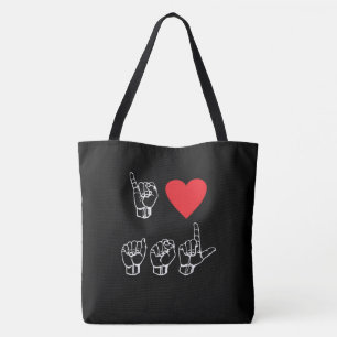 Ik hoor ASL I Love American Sign Language Canvas t Tote Bag