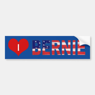 Ik hoor BERNIE. op blauw met vlag Bumpersticker