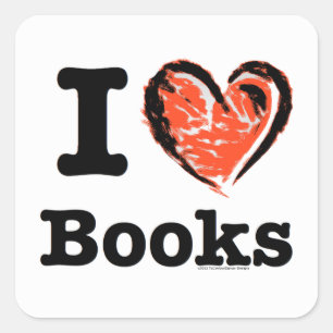 Ik hoor boeken! Ik hou van boeken! (Crayon Heart) Vierkante Sticker
