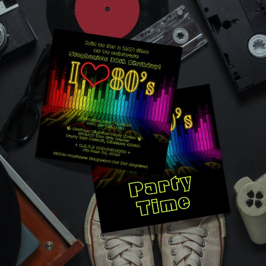 Ik hoor de 80s-soundwave grafische verjaardag kaart