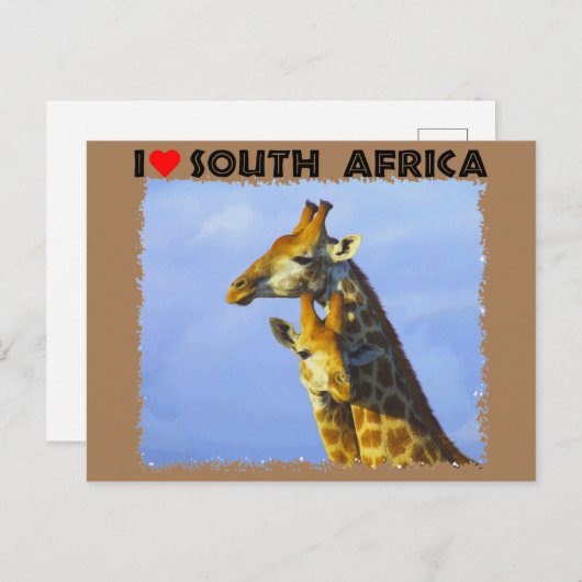 Ik hoor Giraffes in Zuid-Afrika Blauwe Sky Briefkaart (Voorkant / Achterkant)