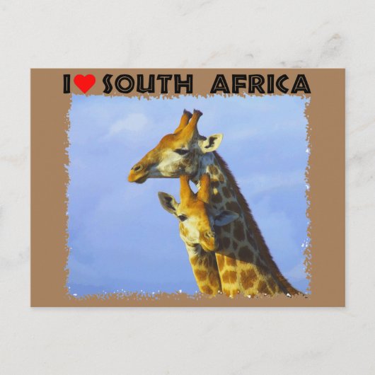Ik hoor Giraffes in Zuid-Afrika Blauwe Sky Briefkaart (Voorkant)
