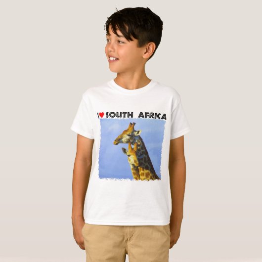 Ik hoor Giraffes in Zuid-Afrika Blauwe Sky T-shirt (Voorkant volledig)