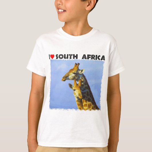 Ik hoor Giraffes in Zuid-Afrika Blauwe Sky T-shirt (Voorkant)