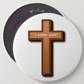 "IK HOOR GOD" KROSS RONDE BUTTON 6,0 CM (Voorkant /achterkant)