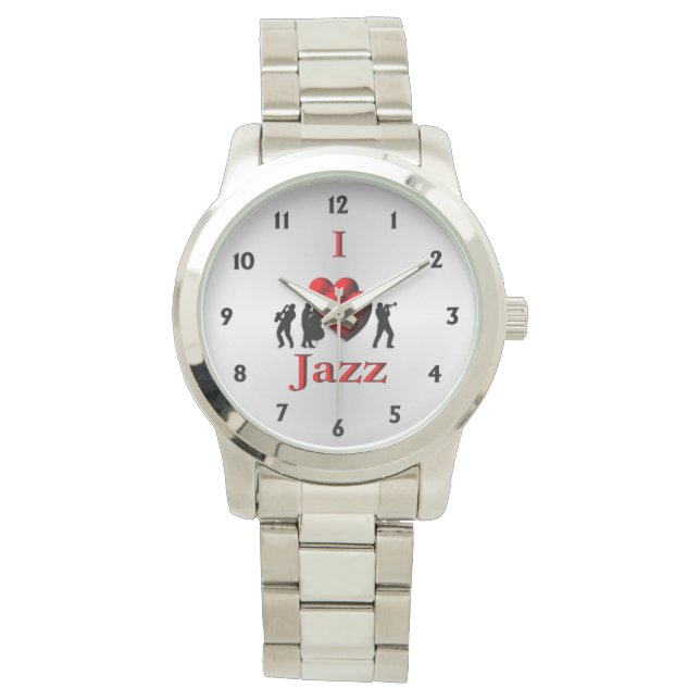 Ik hoor Jazz met zwarte nummers Horloge (Voorkant)