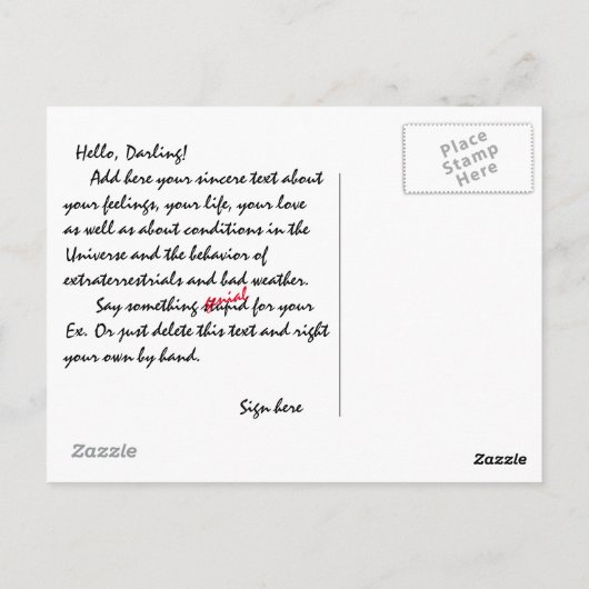 Ik hoor je aangepast briefkaart (Achterkant)