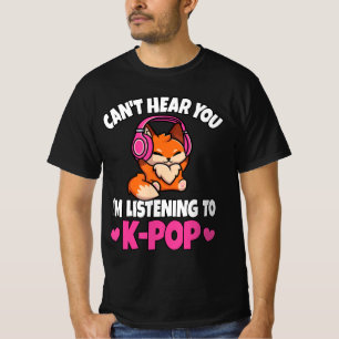 Ik hoor je niet dat ik naar K-Pop Anime Lover luis T-shirt