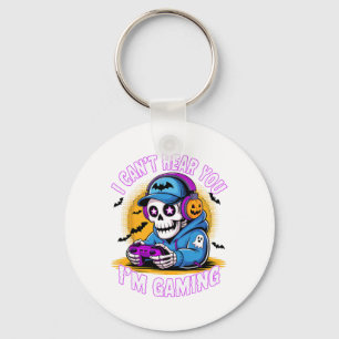 Ik hoor je niet, ik ben aan het gamen Spooky Skele Sleutelhanger