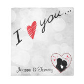 Ik hoor je Silhouette Couple Notitieblok (Voorkant)