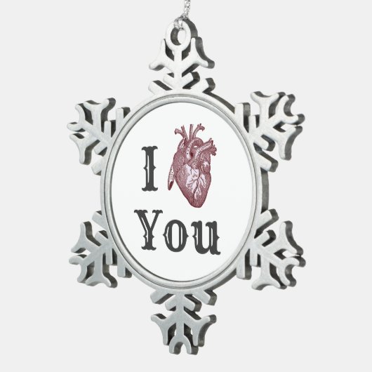 Ik hoor je tin sneeuwvlok ornament (Rechts)