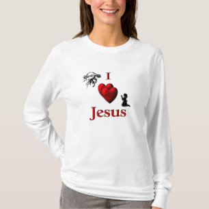 Ik hoor Jezus - design op voor en achter T-shirt