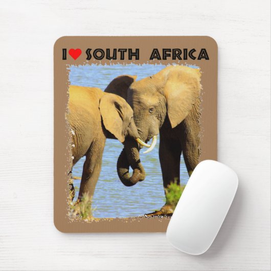 Ik hoor liefdevolle olifanten uit Zuid-Afrika Muismat (Met muis)