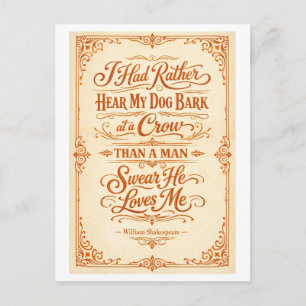 "Ik hoor liever mijn hond blaffen" Shakespeare Briefkaart