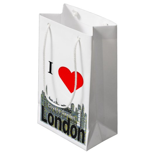 Ik hoor London Word Art Klein Cadeauzakje (Voorkant Gekanteld)