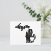 Ik hoor Michigan Grunge Worn Outline State Love Briefkaart (Staand voorkant)