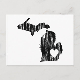 Ik hoor Michigan Grunge Worn Outline State Love Briefkaart