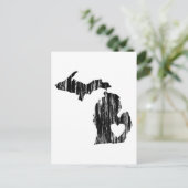 Ik hoor Michigan Grunge Worn Outline State Love Briefkaart (Staand voorkant)