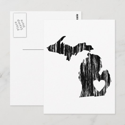 Ik hoor Michigan Grunge Worn Outline State Love Briefkaart (Voorkant / Achterkant)