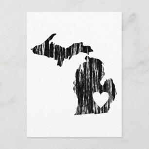 Ik hoor Michigan Grunge Worn Outline State Love Briefkaart