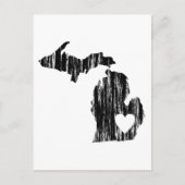 Ik hoor Michigan Grunge Worn Outline State Love Briefkaart (Voorkant)