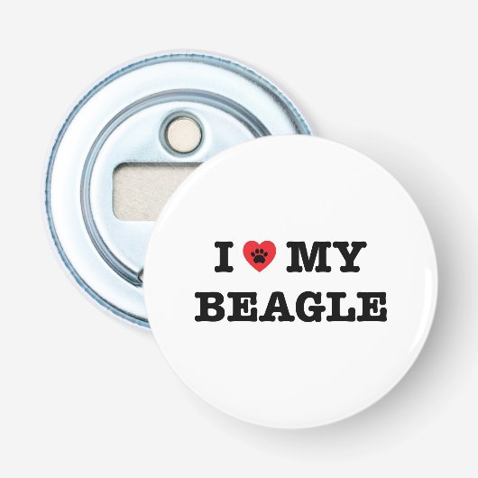 Ik hoor mijn beagle button flesopener (Voorkant)
