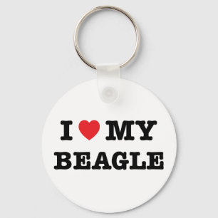 Ik hoor mijn Beagle Button Sleutelhanger