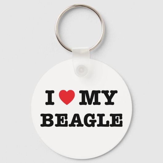 Ik hoor mijn Beagle Button Sleutelhanger (Voorkant)
