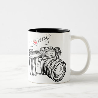 Ik hoor mijn camera Black en White Coffee Cup Tweekleurige Koffiemok
