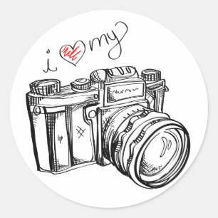 Ik hoor mijn camerasticker - zwart-wit ronde sticker